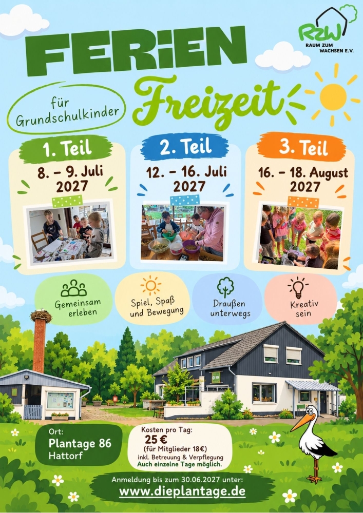Ferien - Freizeit Sommer 2027/1.Teil - 8.-9.Juli - 8.30h - 15.30h